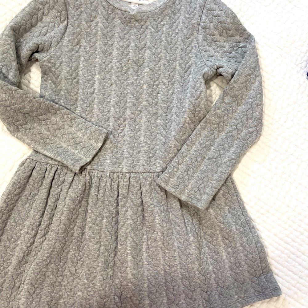 Splendid Gray Pleated Long Sleeve Sweater Dress